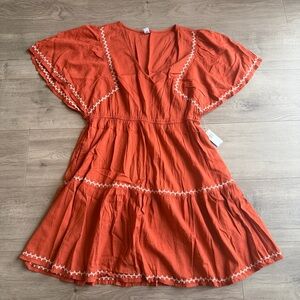 NWT Old Navy Waist-Defined Embroidered Mini Dress - size large